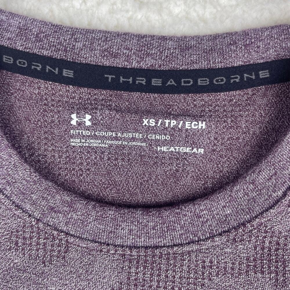 Under Armour Men's X-Small Purple Polyester Threadborne Power Sleeve Fitted Tee - Picture 2 of 11